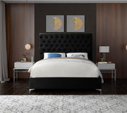 Cruz Velvet Queen Bed Black - Gate FurnitureQueen Bed