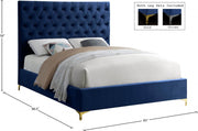 Cruz Velvet Queen Bed Blue - Gate FurnitureQueen Bed