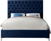 Cruz Velvet Queen Bed Blue - Gate FurnitureQueen Bed