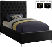 Cruz Velvet Twin Bed Black - Gate FurnitureTwin Bed
