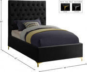 Cruz Velvet Twin Bed Black - Gate FurnitureTwin Bed
