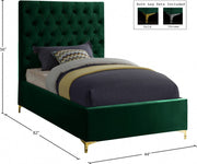 Cruz Velvet Twin Bed Green - Gate FurnitureTwin Bed