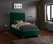 Cruz Velvet Twin Bed Green - Gate FurnitureTwin Bed