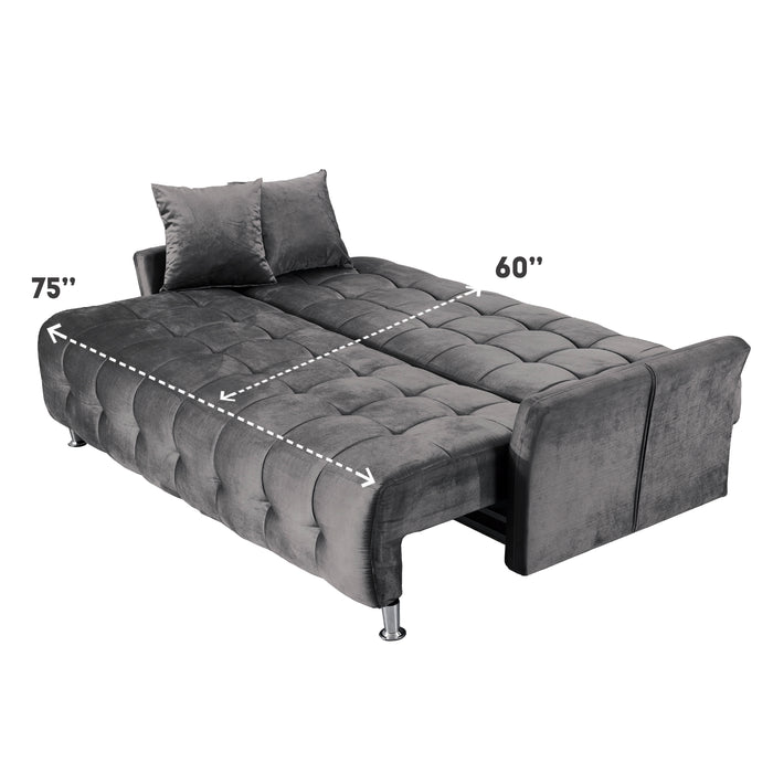 Daisy 83 in. Convertible Sleeper Sofa in Gray - SB-DAISY-GRAY - Gate Furniture