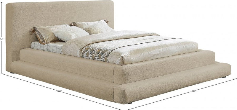 Dane Teddy Fabric King Bed (3 Boxes) Beige - Gate FurnitureKing Bed