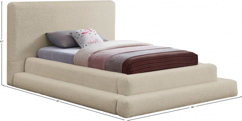 Dane Teddy Fabric Twin Bed (3 Boxes) Beige - Gate FurnitureTwin Bed