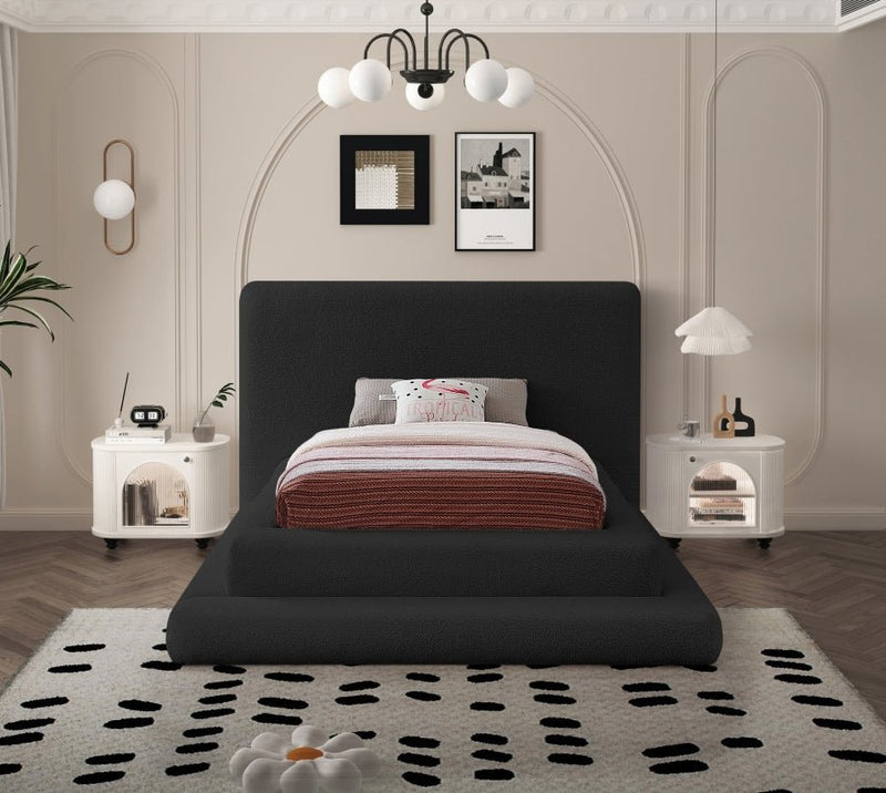 Dane Teddy Fabric Twin Bed (3 Boxes) Black - Gate FurnitureTwin Bed