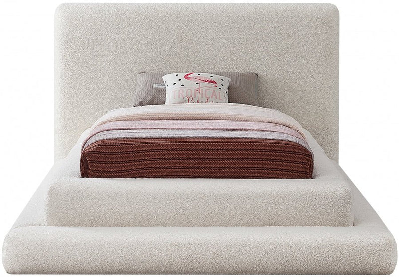 Dane Teddy Fabric Twin Bed (3 Boxes) Cream - Gate FurnitureTwin Bed