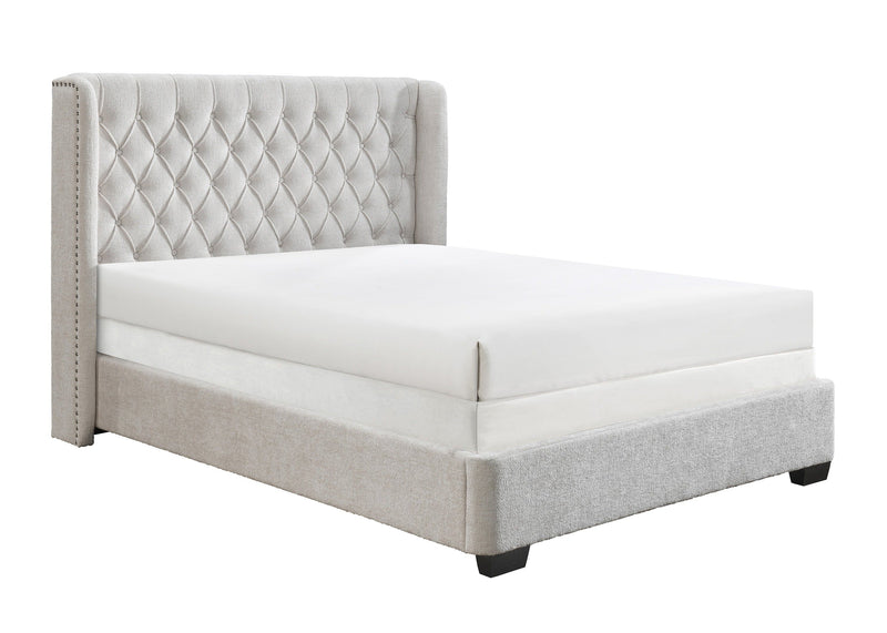 Daphne Ivory Boucle Queen Upholstered Panel Bed - Gate FurnitureQueen Bed