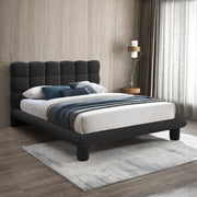 Deco Boucle Fabric King Bed (3 Boxes) Black - Gate FurnitureKing Bed