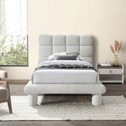 Deco Boucle Fabric Twin Bed (3 Boxes) Cream - Gate FurnitureTwin Bed