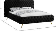 Delano Velvet King Bed Black - Gate FurnitureKing Bed