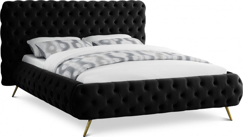 Delano Velvet King Bed Black - Gate FurnitureKing Bed