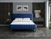 Delano Velvet King Bed Blue - Gate FurnitureKing Bed