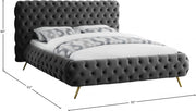 Delano Velvet King Bed Grey - Gate FurnitureKing Bed