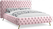 Delano Velvet King Bed Pink - Gate FurnitureKing Bed