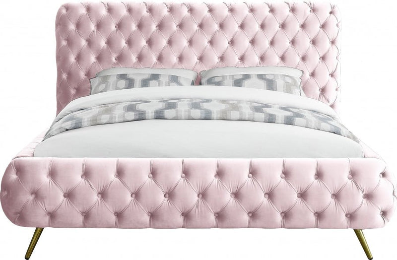 Delano Velvet King Bed Pink - Gate FurnitureKing Bed