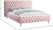 Delano Velvet King Bed Pink - Gate FurnitureKing Bed