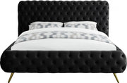 Delano Velvet Queen Bed Black - Gate FurnitureQueen Bed