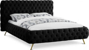 Delano Velvet Queen Bed Black - Gate FurnitureQueen Bed