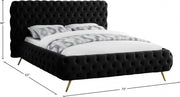Delano Velvet Queen Bed Black - Gate FurnitureQueen Bed