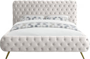 Delano Velvet Queen Bed Cream - Gate FurnitureQueen Bed