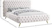 Delano Velvet Queen Bed Cream - Gate FurnitureQueen Bed