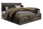 Derekson Multi Gray King Panel Bed with 4 Storage Drawers - Gate FurnitureKing Bed