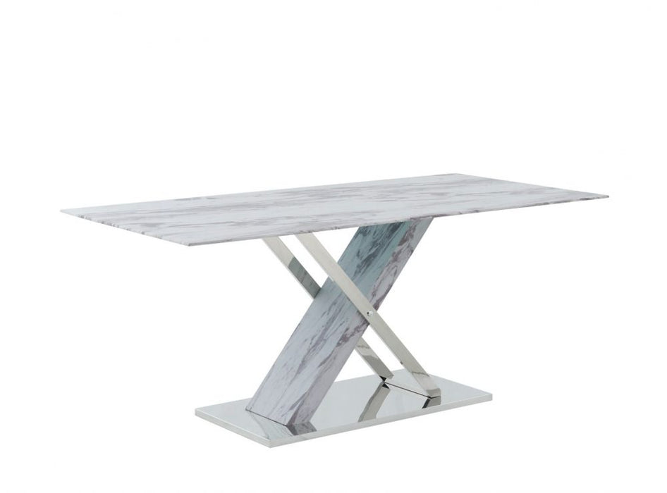Derry Reading Marble/White Dining Set - Gate Furniture