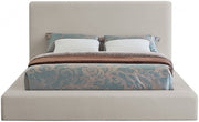 Devin Linen Textured Fabric King Bed Beige - Gate FurnitureKing Bed