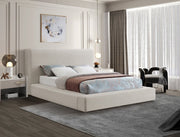 Devin Linen Textured Fabric King Bed Beige - Gate FurnitureKing Bed