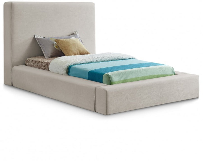 Devin Linen Textured Fabric Twin Bed Beige - Gate FurnitureTwin Bed