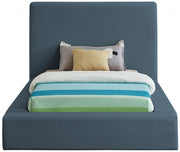 Devin Linen Textured Fabric Twin Bed Blue - Gate FurnitureTwin Bed