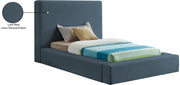 Devin Linen Textured Fabric Twin Bed Blue - Gate FurnitureTwin Bed