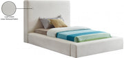 Devin Linen Textured Fabric Twin Bed Cream - Gate FurnitureTwin Bed