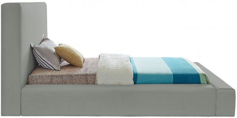 Devin Linen Textured Fabric Twin Bed Grey - Gate FurnitureTwin Bed