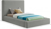 Devin Linen Textured Fabric Twin Bed Grey - Gate FurnitureTwin Bed