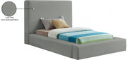 Devin Linen Textured Fabric Twin Bed Grey - Gate FurnitureTwin Bed