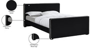 Dillard Velvet Full Bed Black - DillardBlack-F