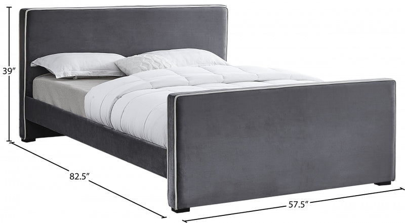 Dillard Velvet Full Bed Grey - DillardGrey-F