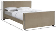 Dillard Velvet King Bed Beige - Gate FurnitureKing Bed