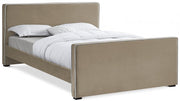 Dillard Velvet King Bed Beige - Gate FurnitureKing Bed