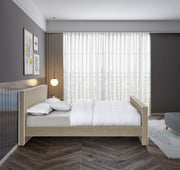 Dillard Velvet King Bed Beige - Gate FurnitureKing Bed