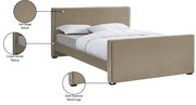Dillard Velvet King Bed Beige - Gate FurnitureKing Bed