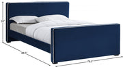 Dillard Velvet King Bed Blue - Gate FurnitureKing Bed