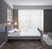 Dillard Velvet King Bed Grey - Gate FurnitureKing Bed