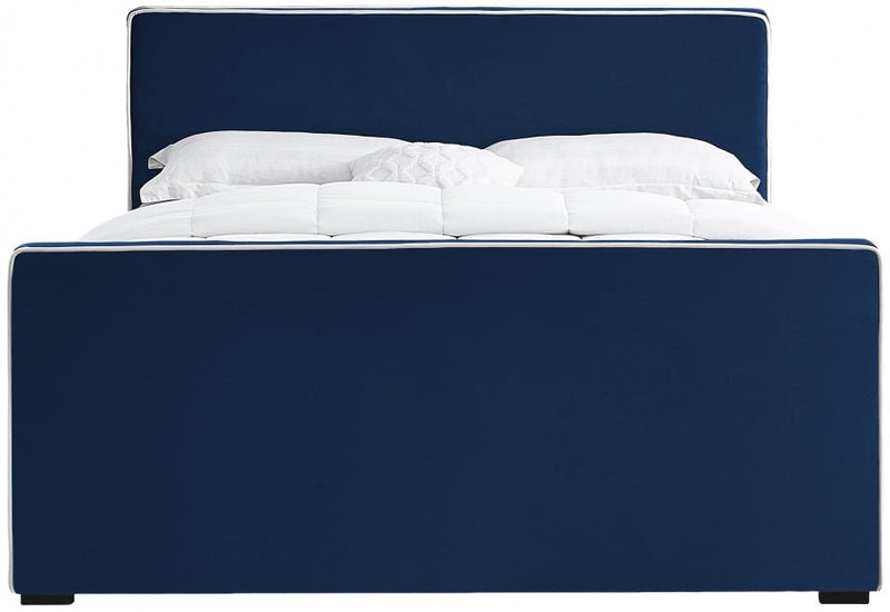 Dillard Velvet Queen Bed Blue - Gate FurnitureQueen Bed