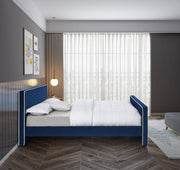 Dillard Velvet Queen Bed Blue - Gate FurnitureQueen Bed