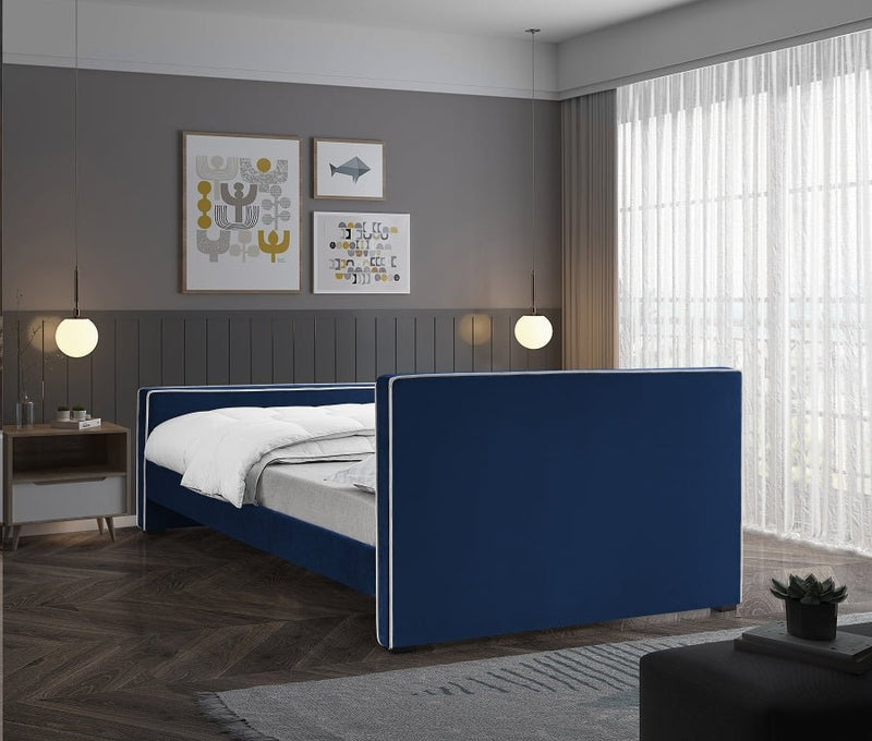 Dillard Velvet Queen Bed Blue - Gate FurnitureQueen Bed