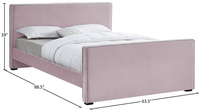 Dillard Velvet Queen Bed Pink - Gate FurnitureQueen Bed